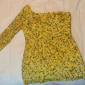 Yellow Sequin Semi-formal Dress